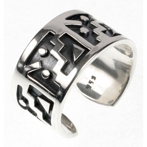 “Moschik” Peruvian Inspired Geometric Unisex Sterling Silver Ring - EvelynBrooksDesigns