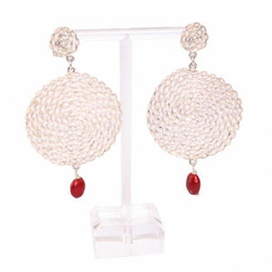 “Nazca” Symbol of Life Long Drop Earrings for Women w/Meaningful Seed Beads 2” - EvelynBrooksDesigns