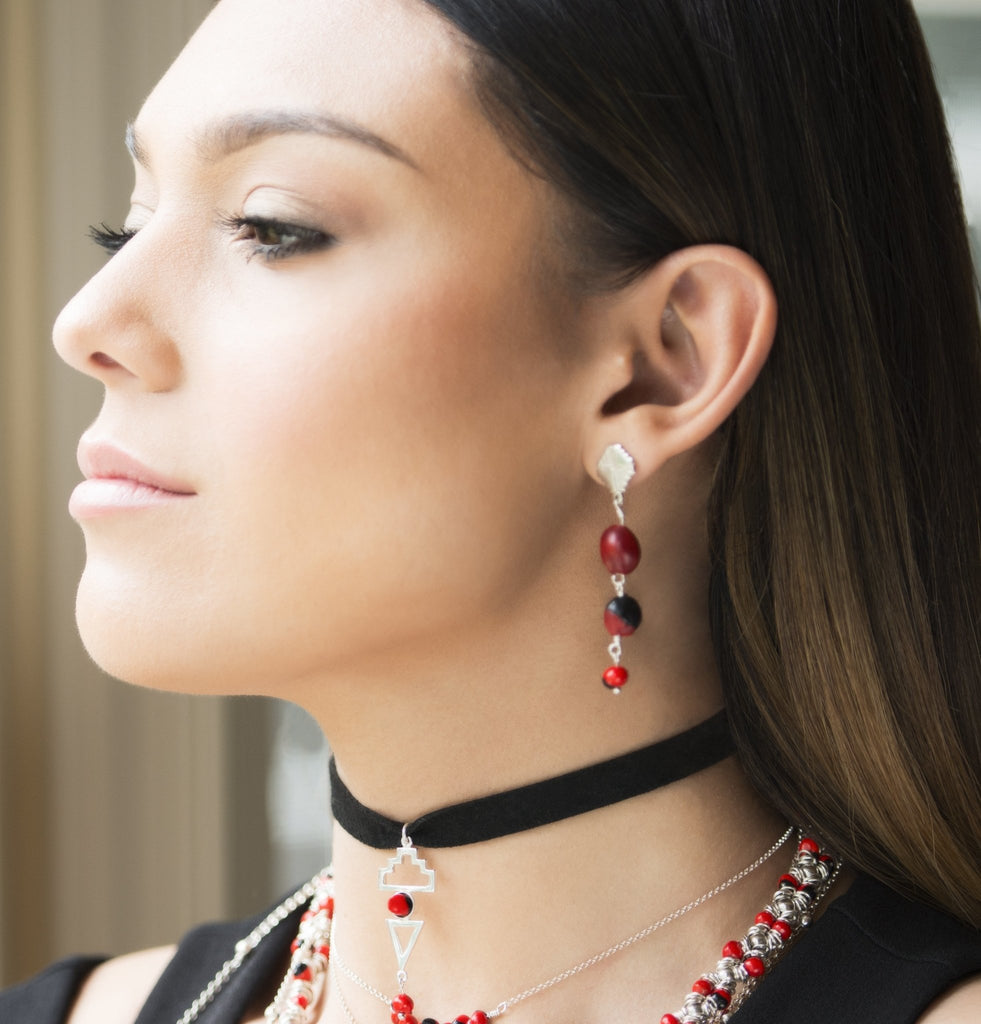 Peruvian Inspired Jewelry Design Inka Cross “Chakana” Dangle Chakana Earrings 1" - EvelynBrooksDesigns
