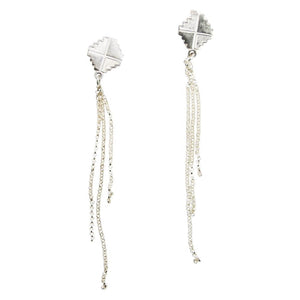 Peruvian Inspired Jewelry Design Inka Cross “Chakana” Long Drop Dangle Earrings 2.5" - EvelynBrooksDesigns