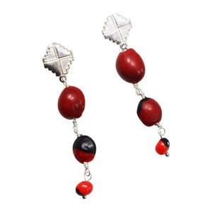 Peruvian Inspired Jewelry Design Inka Cross “Chakana” Long Drop Earrings 2" - EvelynBrooksDesigns