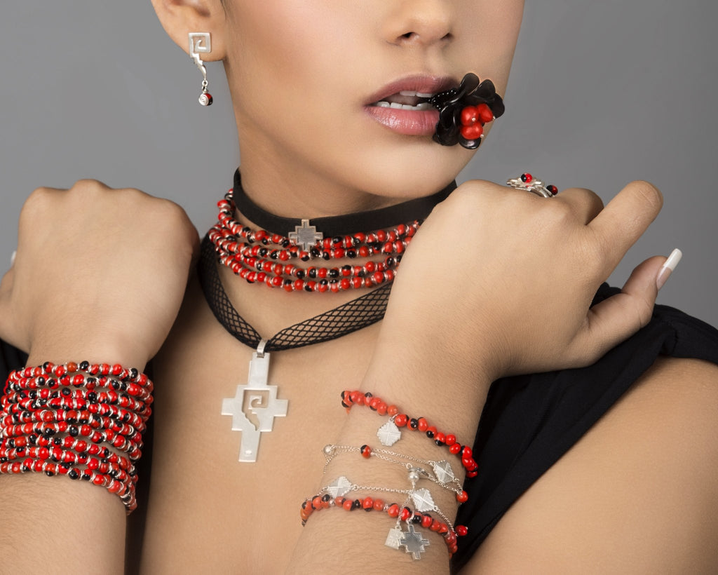 Peruvian Inspired Jewelry Design “Moschik” Long Drop Dangle Earrings 1.3" - EvelynBrooksDesigns
