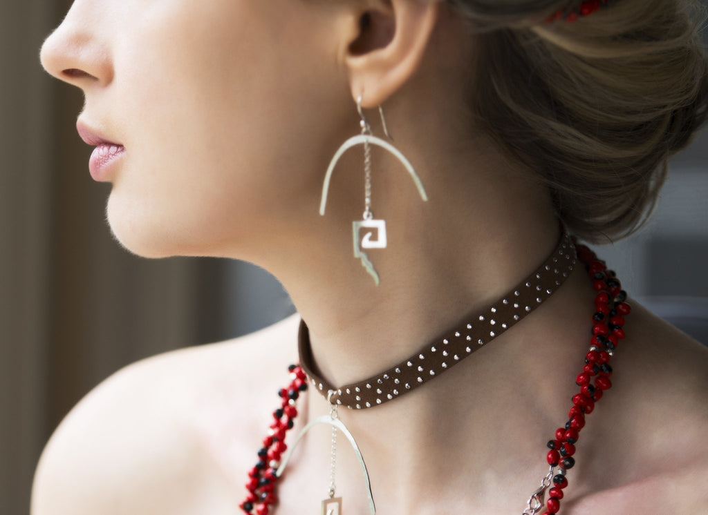Peruvian Inspired Jewelry Design “Moschik” Long Drop Dangle Earrings 2" - EvelynBrooksDesigns