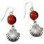 Protective Sealife Shell Dangle Silver Earrings w/Meaningful Good Luck Huayruro Seeds - EvelynBrooksDesigns