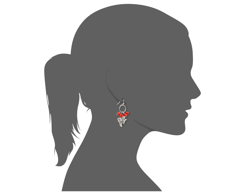 Sealife Fish Dangle Silver Earrings w/Meaningful Good Luck Huayruro Seeds - EvelynBrooksDesigns