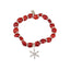Snowflake Christmas Holiday Charm Stretchy Bracelet wHuayruro Red Seeds