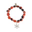SnowflakHoliday Christmas Charm Stretchy Bracelet w/Meaningful Good Luck Huayruro Seeds - EvelynBrooksDesigns