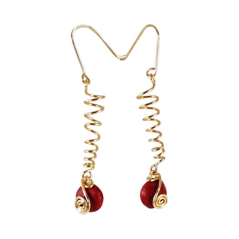 Sterling Silver/ Gold Filled Dangle Long Drop Red Good Luck Earrings - EvelynBrooksDesigns
