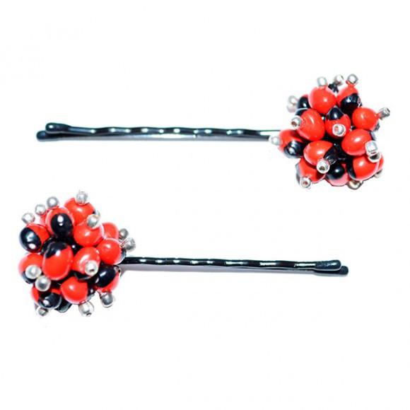 Stylish & Elegant Bridal Hair Pins w/Meaningful Huayruro Seed Beads - EvelynBrooksDesigns