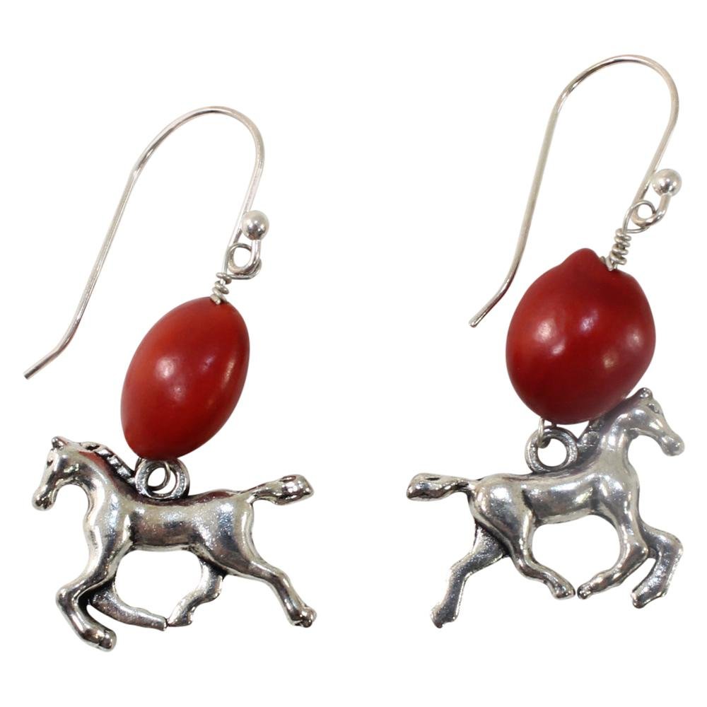 【THE CENTAUR】 MY LOVER EARRING_SILVER&RED symbol-of-freedom-horse-dangle