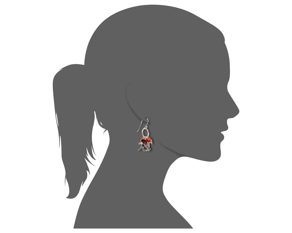 Symbol of Freedom Horse Dangle Silver Earrings w/Meaningful Good Luck Huayruro Seeds - EvelynBrooksDesigns