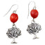 Tree of Life Dangle Silver Earrings w/Meaningful Good Luck Huayruro Seeds