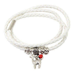 White Leather Adjustable Meaningful Good Luck Charm Bracelet - EvelynBrooksDesigns