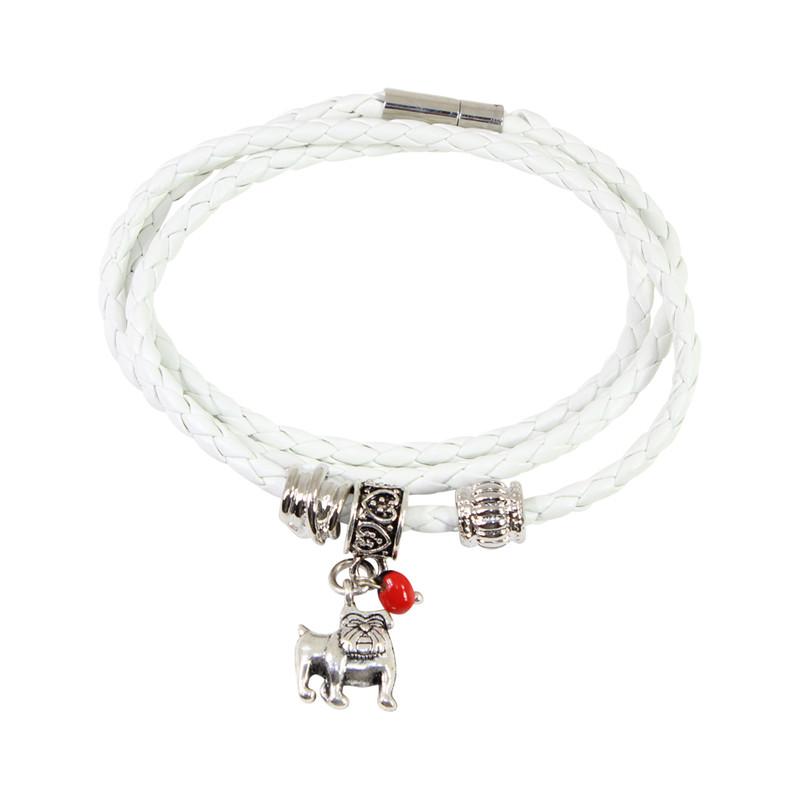 White Leather Adjustable Meaningful Good Luck Charm Bracelet - EvelynBrooksDesigns